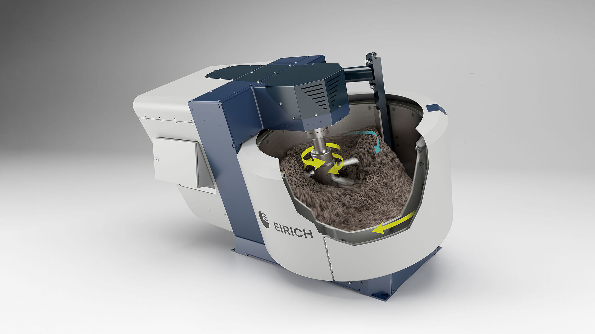 Eirich intensive mixer at work inside the Hardheim test hall